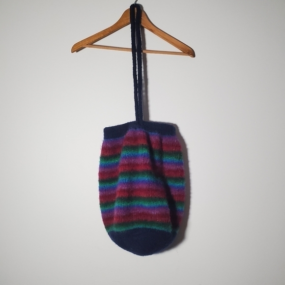 Artisan Hand Crafted Handmade Multi Color Striped Felted Wool Hobo Sling Bag - Picture 6 of 6